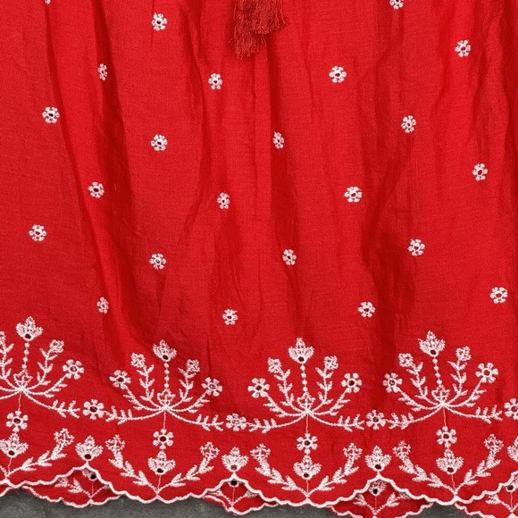 Lane Bryant 16 XL Top Shirt Red Floral Short Cap Sleeve Keyhole Round Neck Knit - Picture 2 of 8